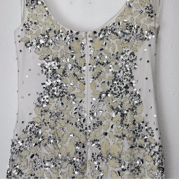 Adrianna Papell Mini Bridal Sleeveless Scoop Neck Beaded Sheath Dress | Sz. 12 - Picture 12 of 16